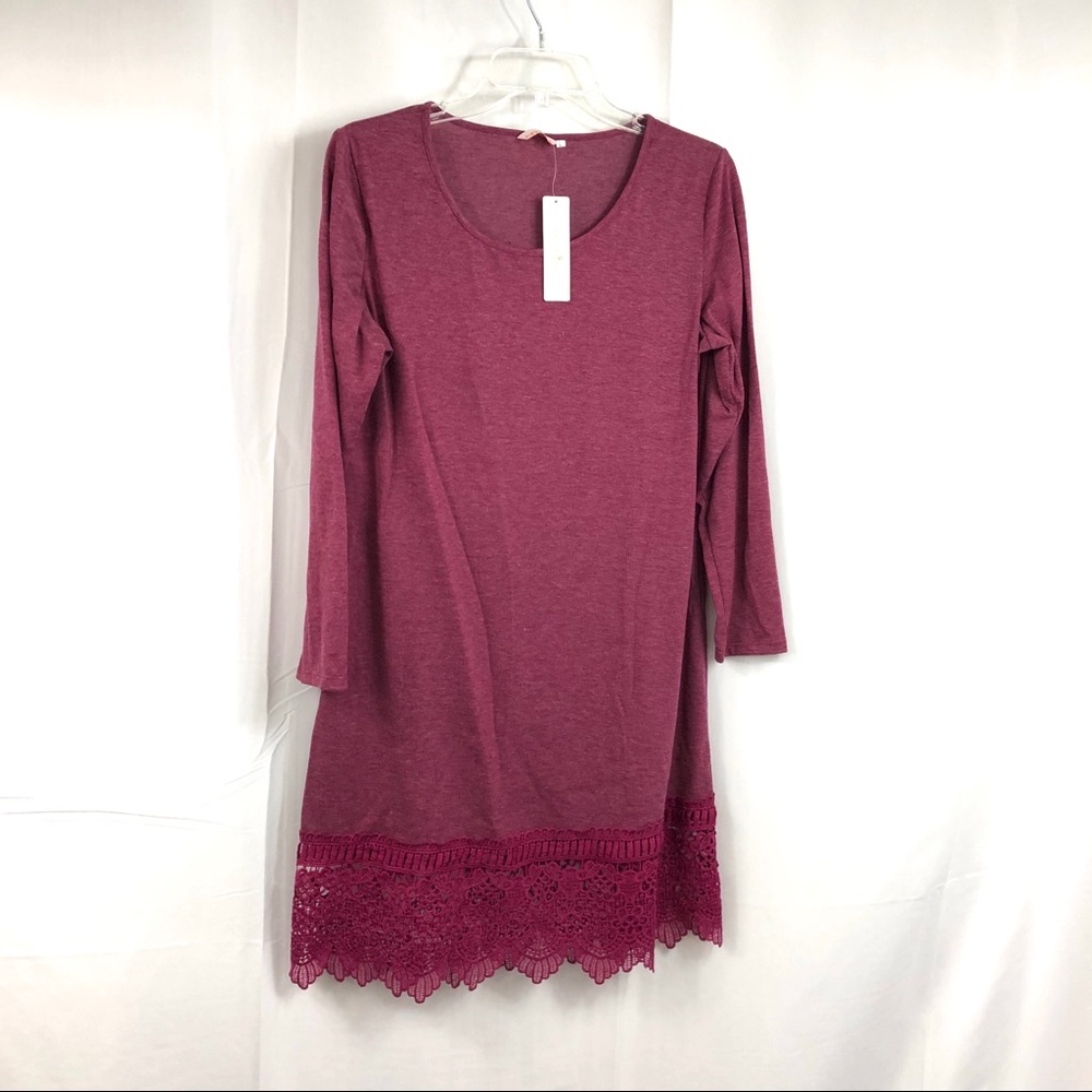 MIYANG Lace Bottom Pink Dress Size L